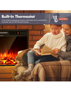 Chimenea Eléctrica Empotrada Giantex 45.72 cm - 2 Modos de Calor 2