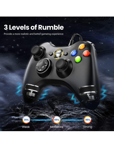 Controlador por Cable VOYEE para Xbox 360 y PC - Negro