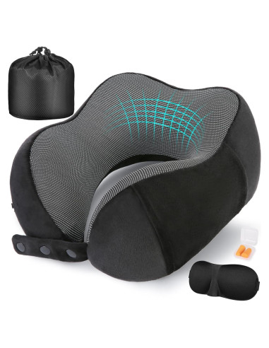 Almohada de Cuello Ajustable Cirorld para Viajes - Espuma de Memoria