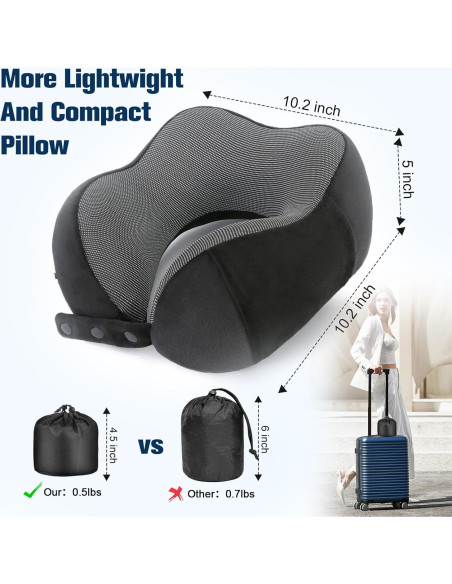 Almohada de Cuello Ajustable Cirorld para Viajes - Espuma de Memoria Almohada de Cuello Ajustable Cirorld para Viajes - Espuma de Memoria