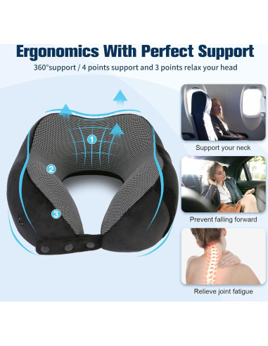 Almohada de Cuello Ajustable Cirorld para Viajes - Espuma de Memoria