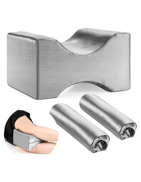 Funda de Almohada para Pierna HunnmingRe 2 Pcs Satén Gris