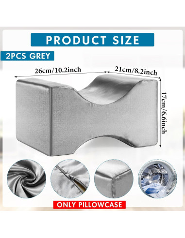 Funda de Almohada para Pierna HunnmingRe 2 Pcs Satén Gris