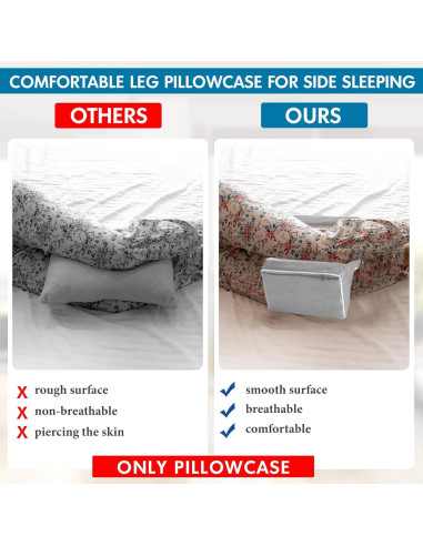 Funda de Almohada para Pierna HunnmingRe 2 Pcs Satén Gris