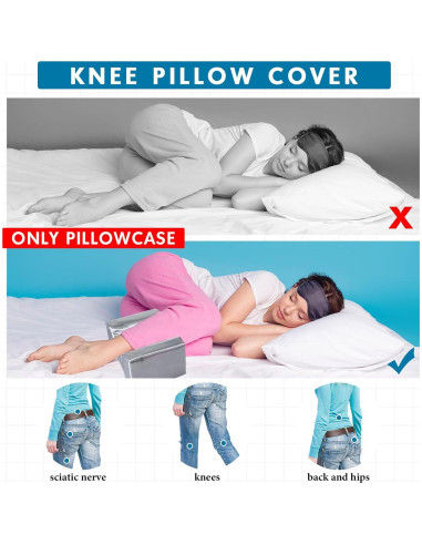 Funda de Almohada para Pierna HunnmingRe 2 Pcs Satén Gris