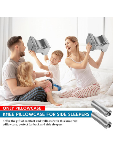 Funda de Almohada para Pierna HunnmingRe 2 Pcs Satén Gris