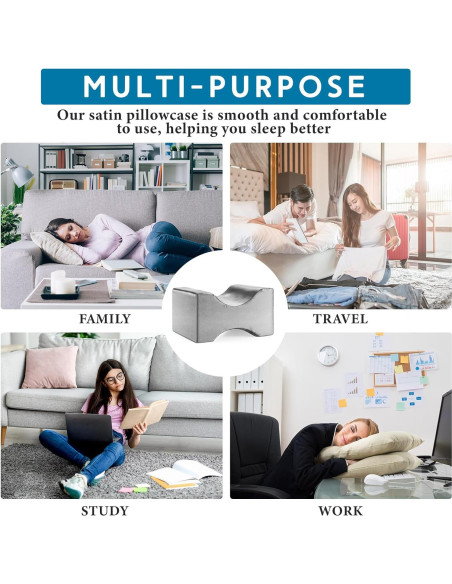 Funda de Almohada para Pierna HunnmingRe 2 Pcs Satén Gris