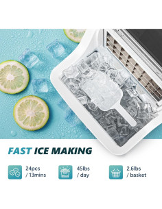 Máquina de Hielo EUHOMY IM-FP 20,41 kg 24 Cubos en 13 Min 2