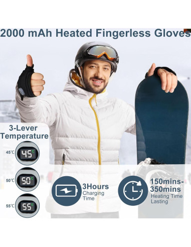 Guantes Calentadores Recargables Genérico GL001 Térmicos Sin Dedos