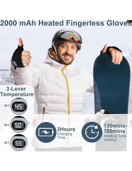 Guantes Calentadores Recargables Genérico GL001 Térmicos Sin Dedos