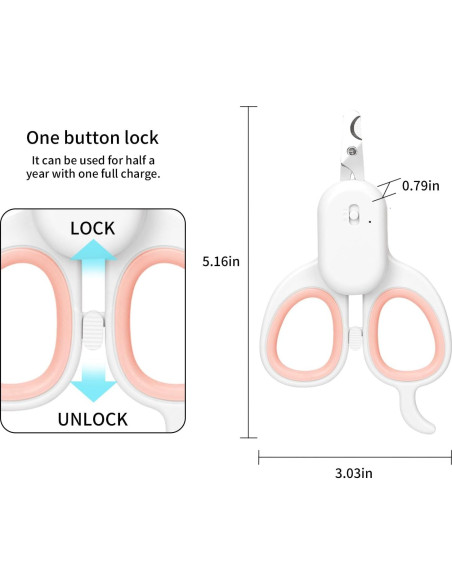Cortador de Uñas para Mascotas PAKEWAY con Luz LED UV