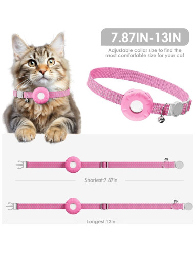 Rastreador GPS para Gatos HONGTOP Rosa con Collar Ajustable