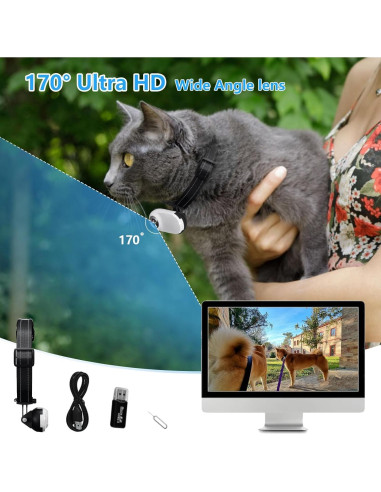 Cámara de Collar Ehomful HD 1080P para Mascotas Inalámbrica
