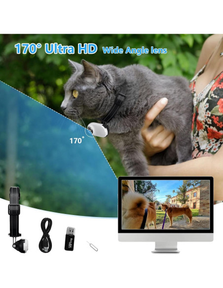 Cámara de Collar Ehomful HD 1080P para Mascotas Inalámbrica