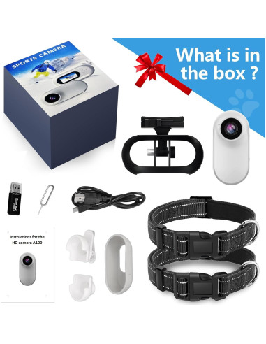 Cámara de Collar Ehomful HD 1080P para Mascotas Inalámbrica