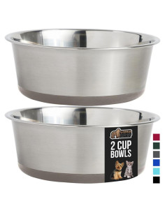 Cuencos para Perros y Gatos Gorilla Grip 2 Tazas Acero Inoxidable