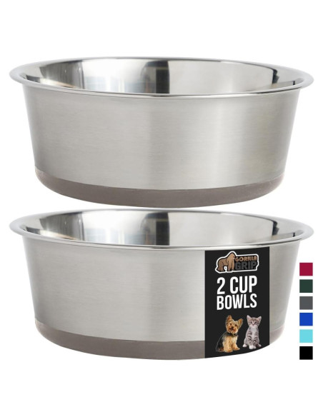 Cuencos para Perros y Gatos Gorilla Grip 2 Tazas Acero Inoxidable