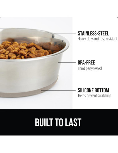 Cuencos para Perros y Gatos Gorilla Grip 2 Tazas Acero Inoxidable