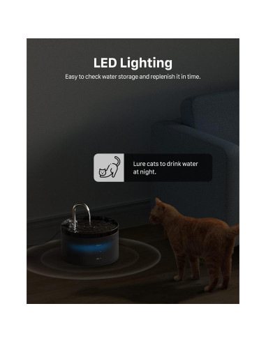 Fuente de Agua Automática para Gatos GIOTOHUN 2L Negra