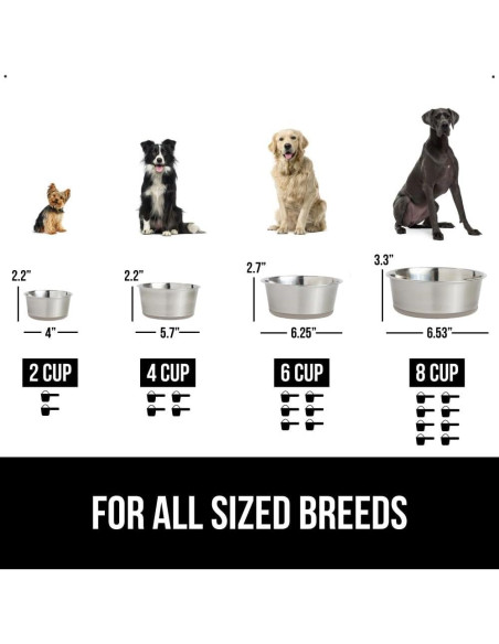 Cuencos para Perros y Gatos Gorilla Grip 2 Tazas Acero Inoxidable