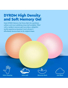 Paquete de 3 Pelotas Antiestrés DYRDM Gel Suave 6 cm 2