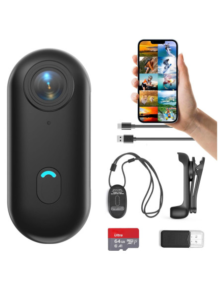 Cámara de Acción Mini FOUKWAKC H7 64GB 1080P Negra