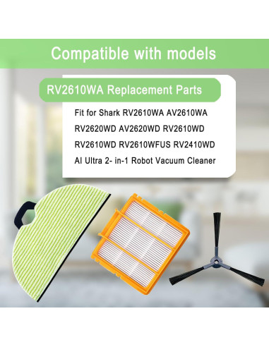 Kit de Repuesto Shark RV2610WA 4 Paños, 3 Filtros, 6 Cepillos