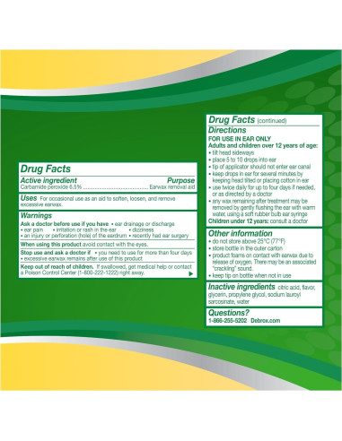 Debrox Gotas Eliminación Cerumen 15 ml Microespuma