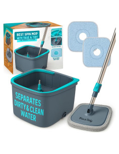 Cubo y Mopa Giratoria True & Tidy - 2 Paños Reutilizables