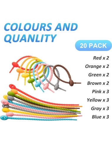 20 Clips de Silicona Reutilizables Boao 22 cm Multiusos