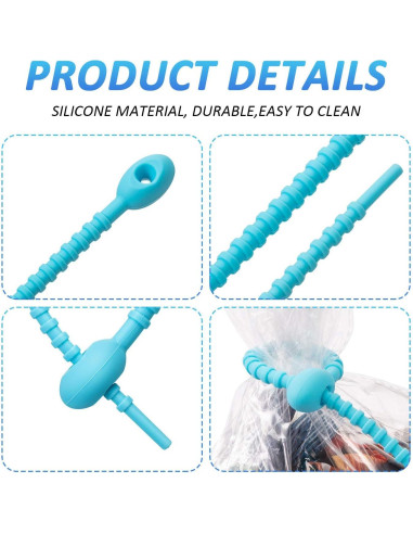 20 Clips de Silicona Reutilizables Boao 22 cm Multiusos