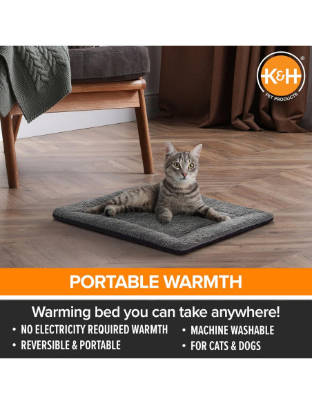 Almohadilla Calefactora K&H para Gatos 53x43 cm Gris/Negro