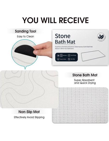 Alfombrilla de Baño ZIKIBL Diatomita 60x40 cm Antideslizante