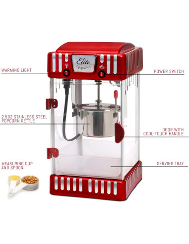 Máquina de Palomitas Elite Gourmet EPM-250 Retro 3.79L