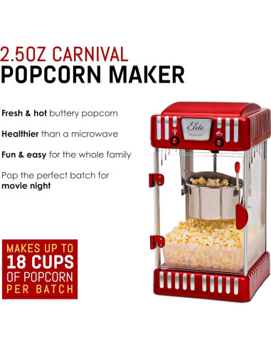 Máquina de Palomitas Elite Gourmet EPM-250 Retro 3.79L