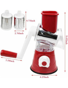 Rallador de Queso Rotativo X&E 3-en-1 Mandolina de Cocina 2