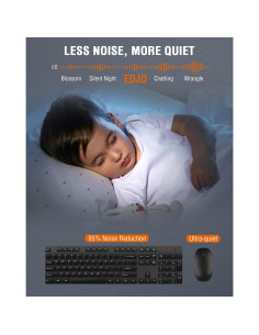 Combo Teclado y Ratón Inalámbrico EDJO Negro USB 2.4GHz 2