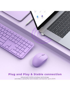 Combo Teclado y Ratón Inalámbrico seenda 2.4G USB Púrpura 2