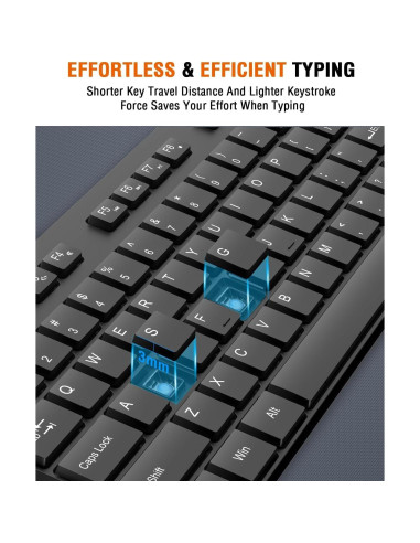 Combo Teclado y Ratón Inalámbrico EDJO Negro USB 2.4GHz