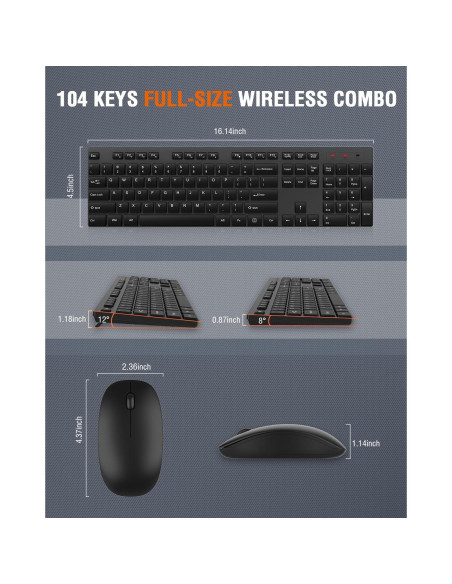 Combo Teclado y Ratón Inalámbrico EDJO Negro USB 2.4GHz Combo Teclado y Ratón Inalámbrico EDJO Negro USB 2.4GHz