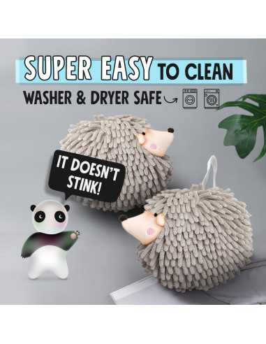 Toallas de Mano Erizo Sophie & Panda - Juego de 2 Gris