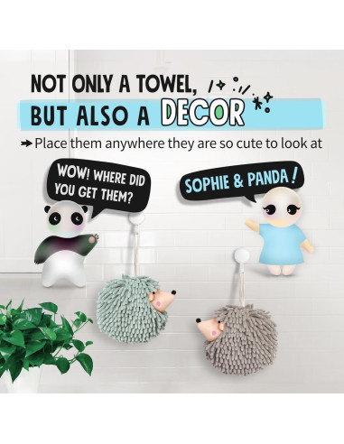 Toallas de Mano Erizo Sophie & Panda - Juego de 2 Gris
