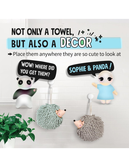 Toallas de Mano Erizo Sophie & Panda - Juego de 2 Gris