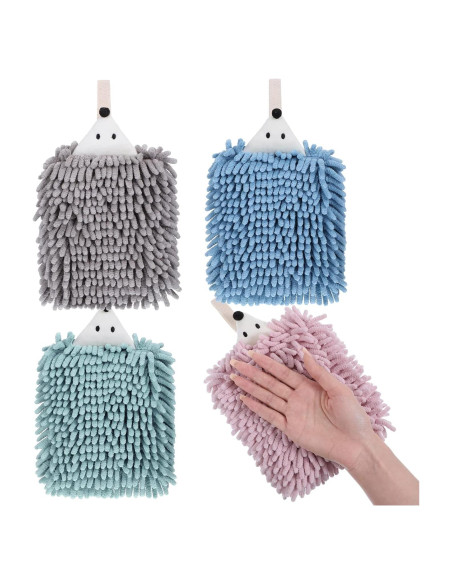 Juego de 4 Toallas de Mano Chenille Kinlop Suaves 20x15cm