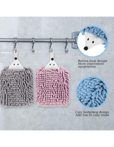 Juego de 4 Toallas de Mano Chenille Kinlop Suaves 20x15cm