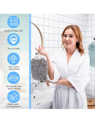 Juego de 4 Toallas de Mano Chenille Kinlop Suaves 20x15cm