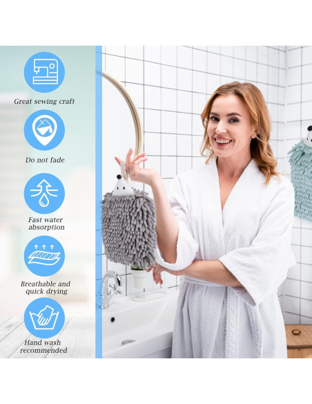 Juego de 4 Toallas de Mano Chenille Kinlop Suaves 20x15cm