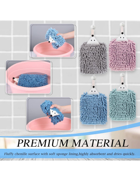 Juego de 4 Toallas de Mano Chenille Kinlop Suaves 20x15cm