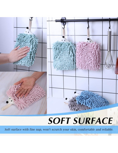 Juego de 4 Toallas de Mano Chenille Kinlop Suaves 20x15cm