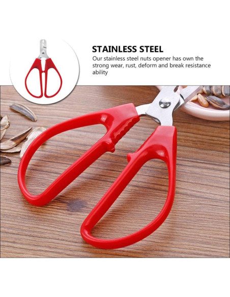 Alicate Cascanueces Kichvoe Acero Inoxidable 12.3cm Rojo